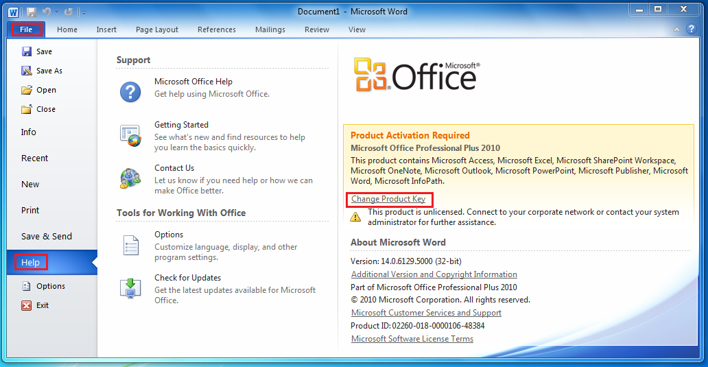 Microsoft Office 2010 Activation Key